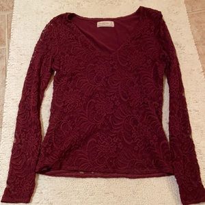 Abercrombie & Fitch Lace V-Neck Longsleeve